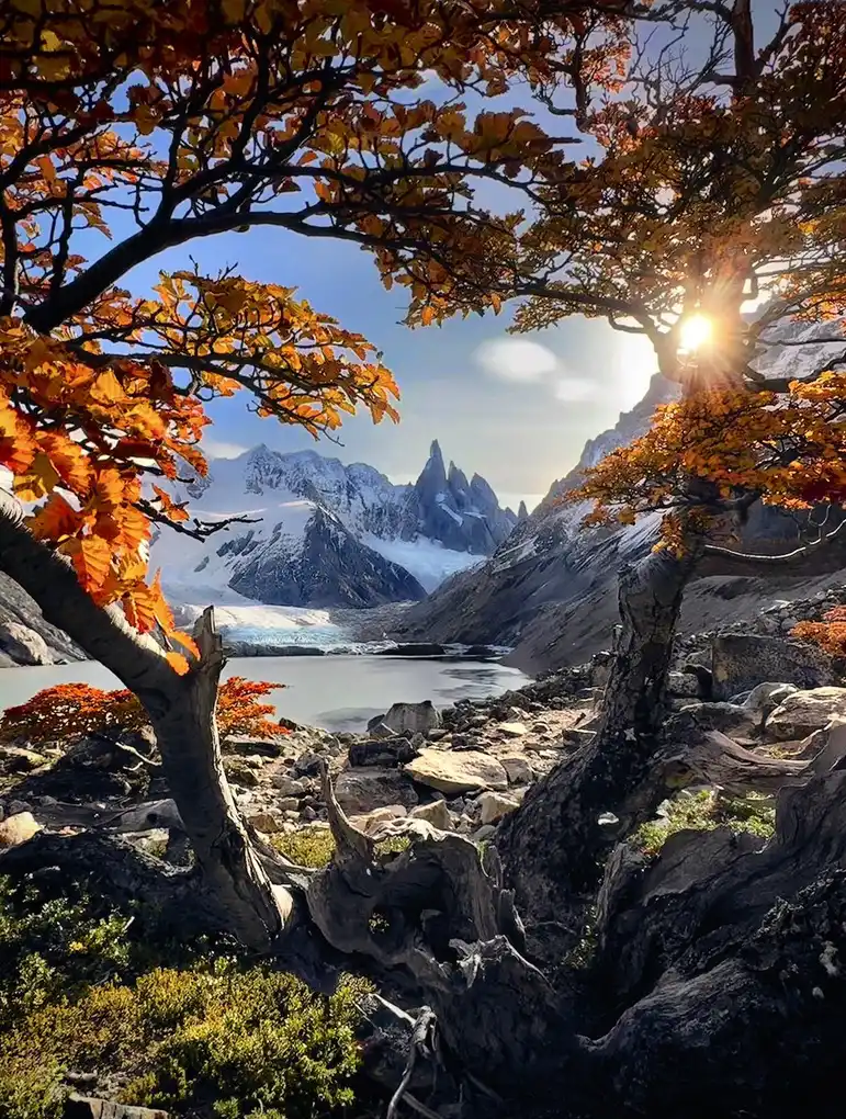 Cerro Torre in El Chaltén sunset autumn